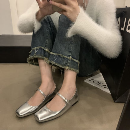 Square Mary Toe Flats Jane