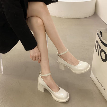 Ankle Strap Chunky Heel Mary Jane Pumps