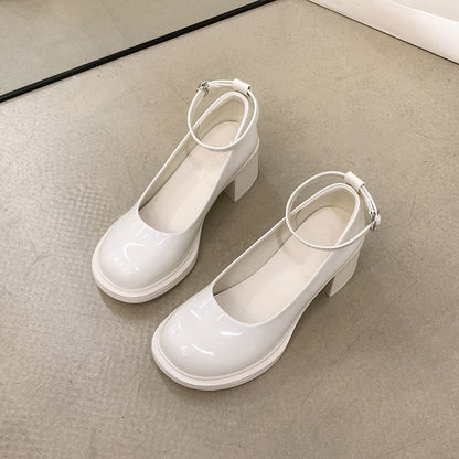 Ankle Strap Chunky Heel Mary Jane Pumps