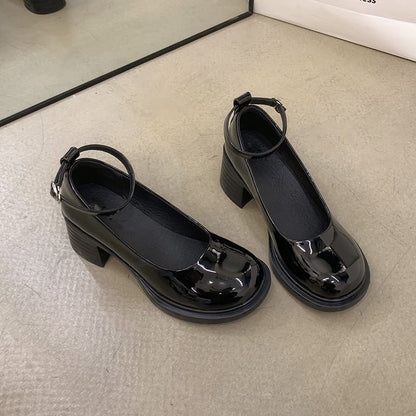 Ankle Strap Chunky Heel Mary Jane Pumps