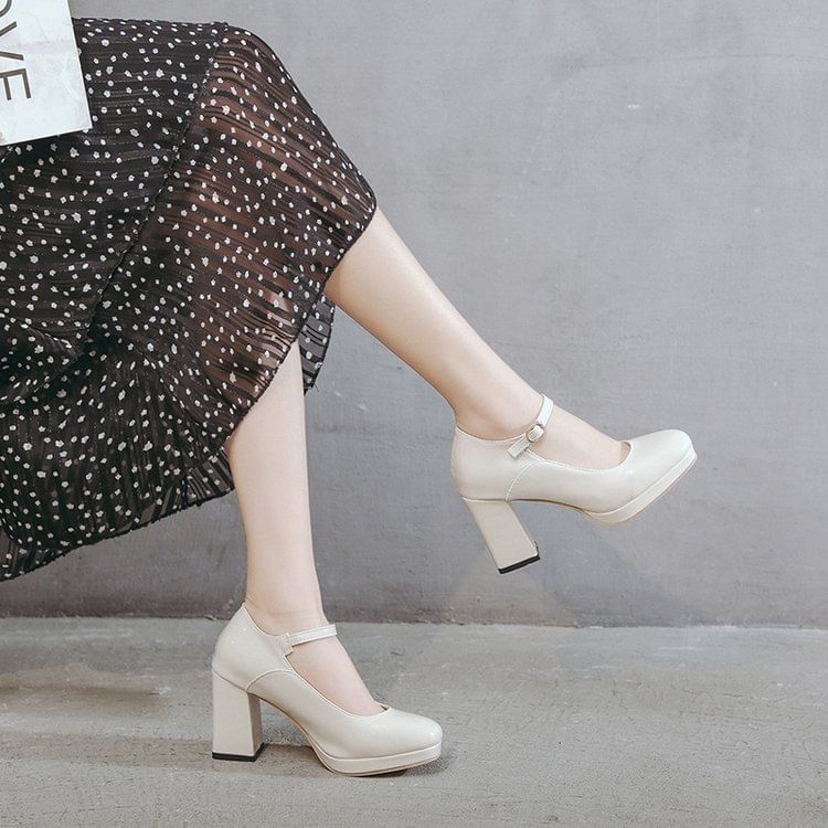 Mary Heel Chunky Platform Pumps Jane