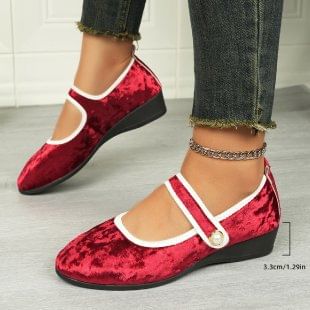 Contrast Trim Wedge Mary Jane Shoes
