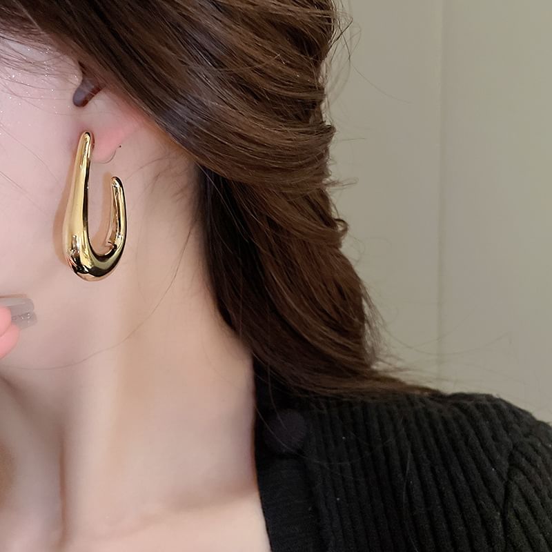 Geometric Alloy Hoop Earring
