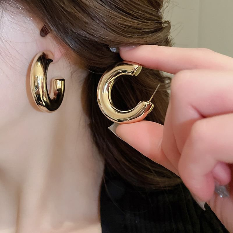 Plain Alloy Hoop Earring (Various Designs)