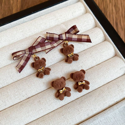 / Bear Drop Earring Stud Bow