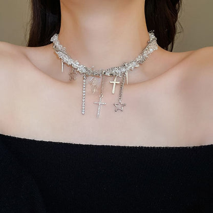 CZ Rhinestone Pendant Necklace