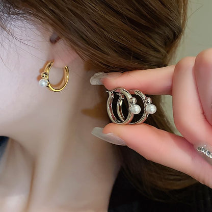 Pearl Earring Hoop Faux