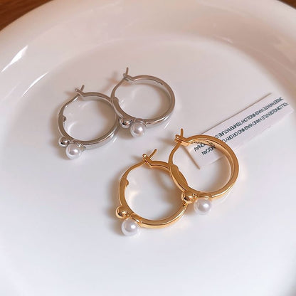 Pearl Earring Hoop Faux