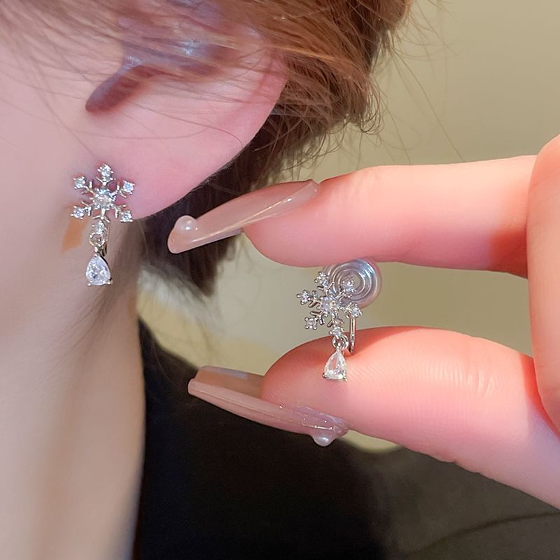 CZ Snowflake Drop Earring
