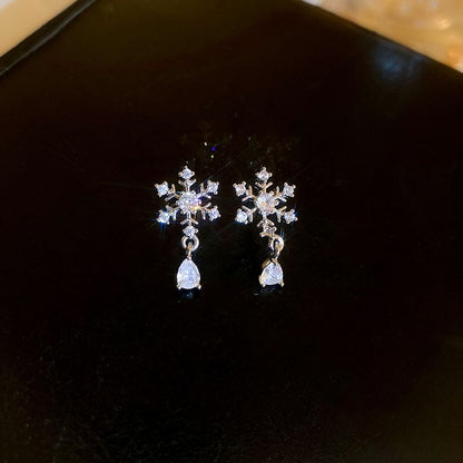 CZ Snowflake Drop Earring
