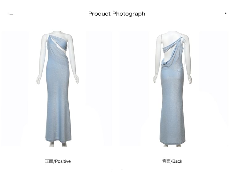 Halter-Neck Asymmetrical Plain Cutout A-Line Evening Gown