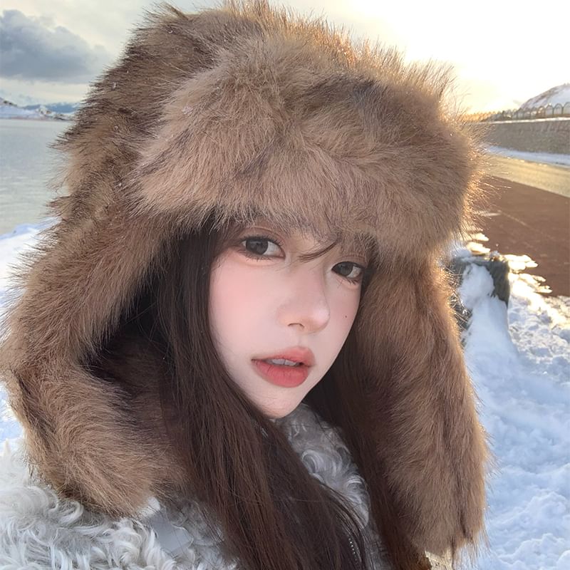 Plain Fluffy Trapper Hat