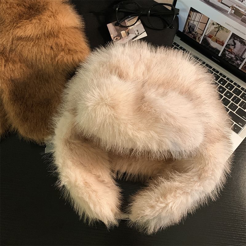 Plain Fluffy Trapper Hat