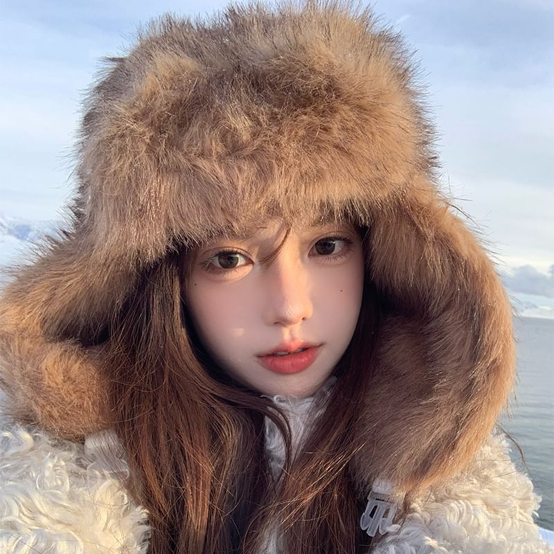Plain Fluffy Trapper Hat