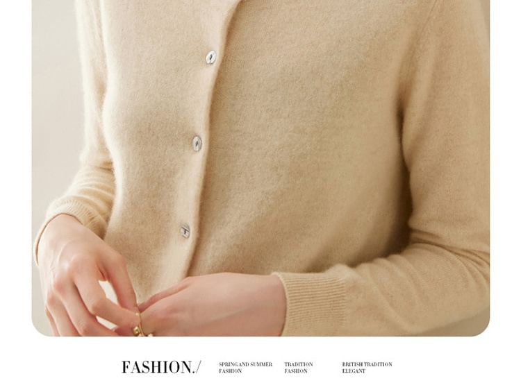 U-Neck Button-Front Solid Cardigan