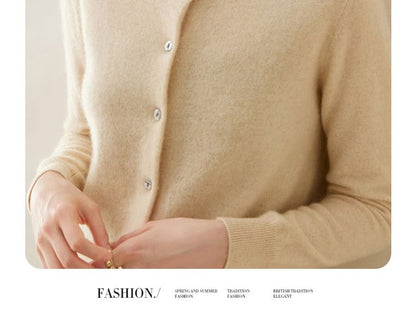 U-Neck Button-Front Solid Cardigan