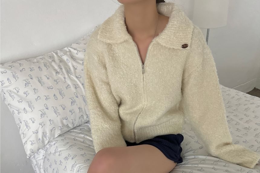 Collared Fleece Zip-Up Jacket