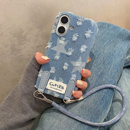 Distressed Denim Phone Case / Strap / Set
