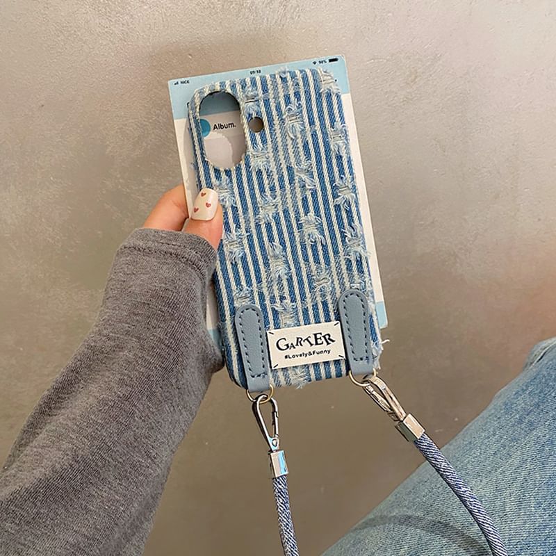 Distressed Denim Phone Case / Strap / Set