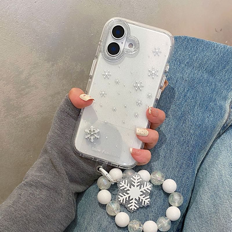 Snowflake Phone Case / Adhesive Decoration / Strap / Set