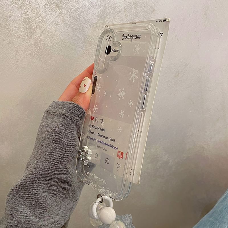 Snowflake Phone Case / Adhesive Decoration / Strap / Set