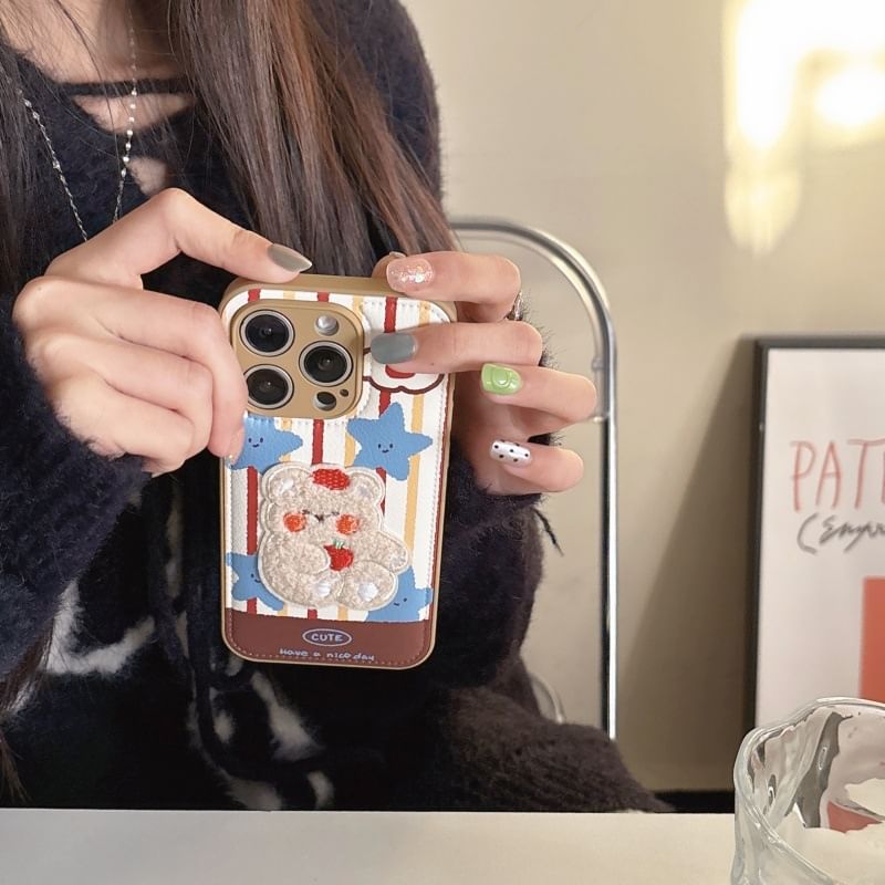 Bear Embroidered Phone Case