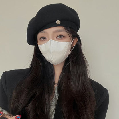 Metal Disc Wool Beret Hat