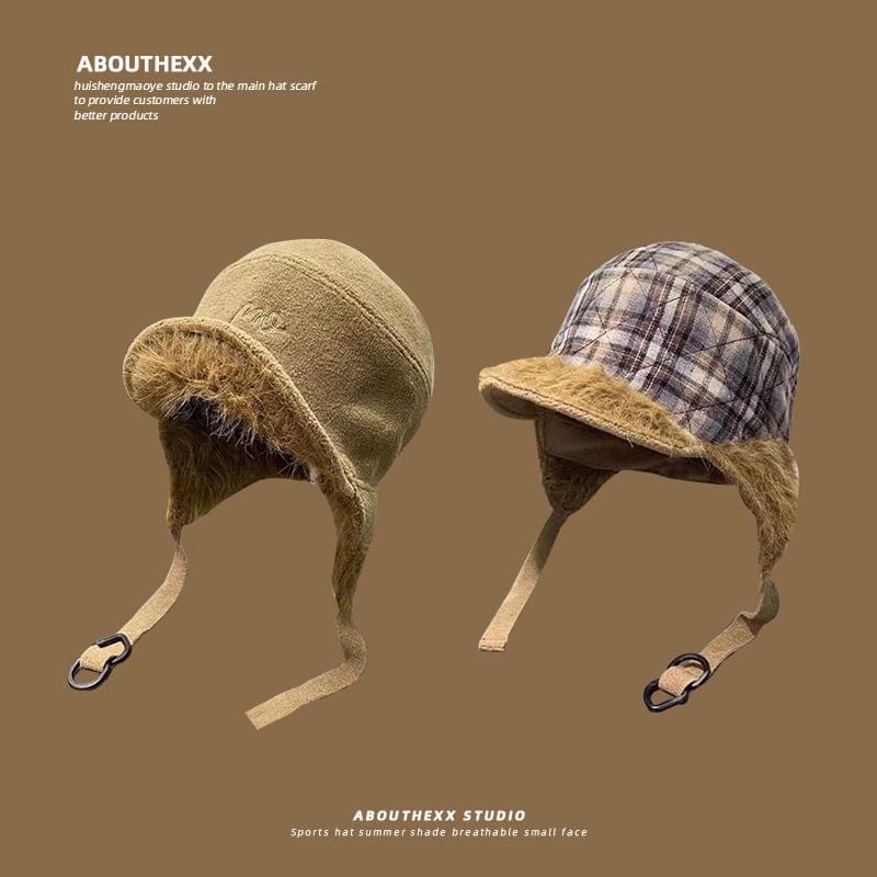 Faux Fur Plaid Trapper Hat