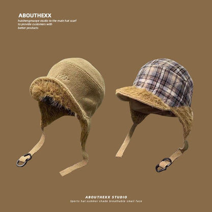 Faux Fur Plaid Trapper Hat