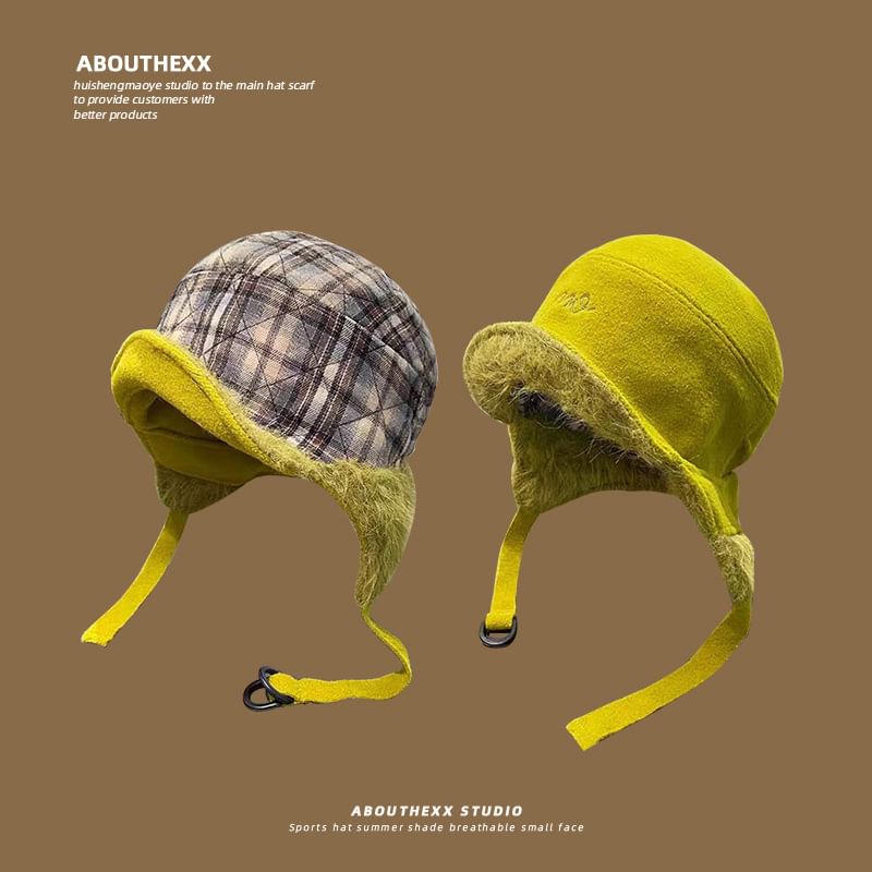 Faux Fur Plaid Trapper Hat