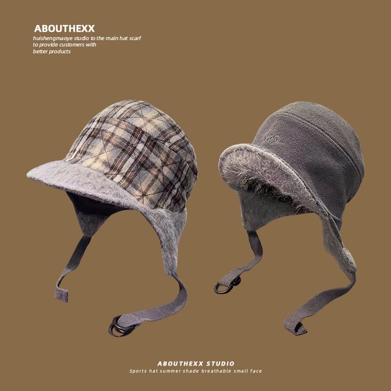 Faux Fur Plaid Trapper Hat