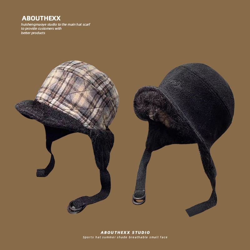 Faux Fur Plaid Trapper Hat