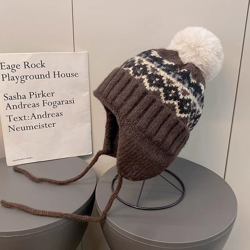 Pom Pom Knit Trapper Hat