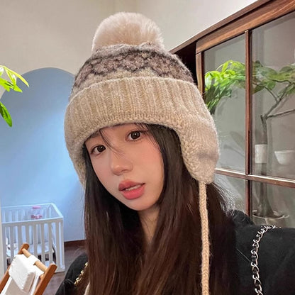Pom Pom Knit Trapper Hat