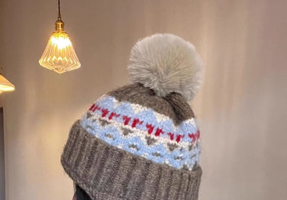 Pom Pom Knit Trapper Hat