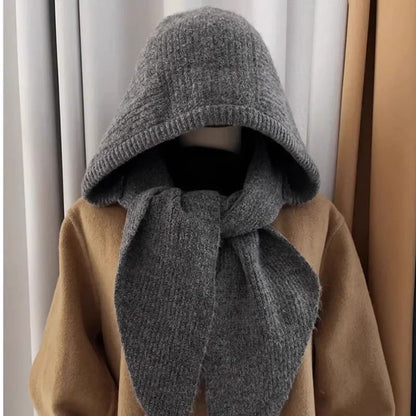 Plain Knit Hooded Scarf