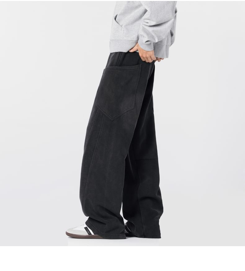 Drawstring Waist Panel Straight Leg Cargo Sweatpants