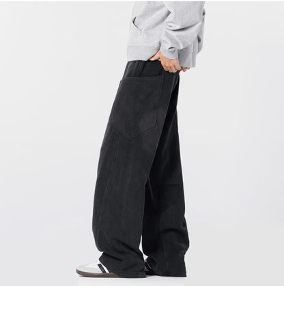 Drawstring Waist Panel Straight Leg Cargo Sweatpants
