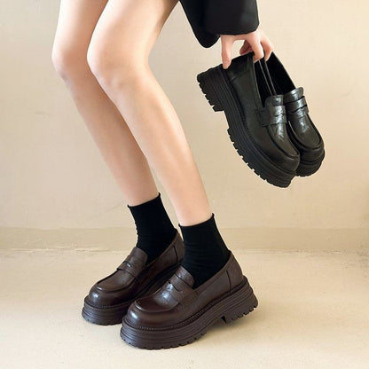 Loafers Leather Platform Faux