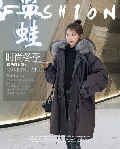 Faux Fur Button-Up Long Parka