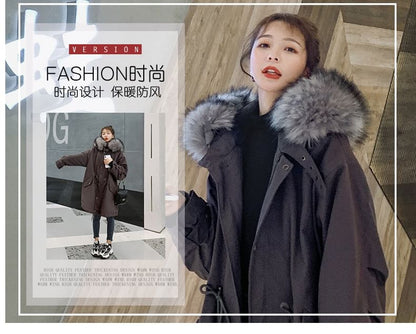 Faux Fur Button-Up Long Parka