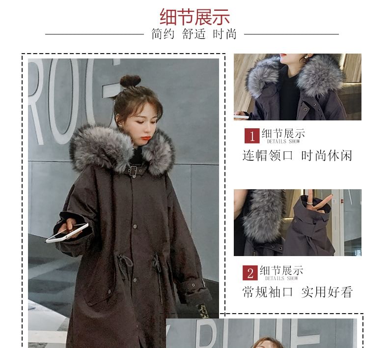 Faux Fur Button-Up Long Parka
