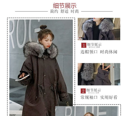 Faux Fur Button-Up Long Parka