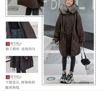 Faux Fur Button-Up Long Parka