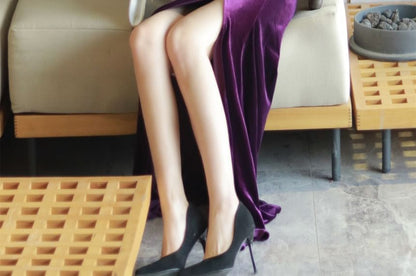 Spaghetti Strap Velvet Mermaid Evening Gown