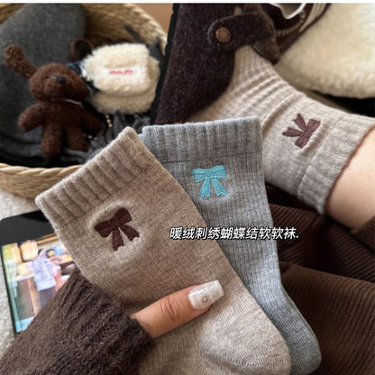 Bow Embroidered Socks