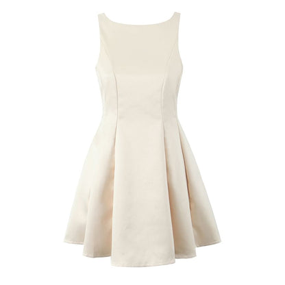 Sleeveless Plain Open Back Mini A-Line Cocktail Dress