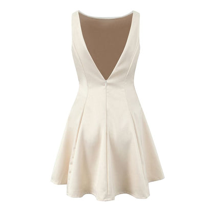 Sleeveless Plain Open Back Mini A-Line Cocktail Dress