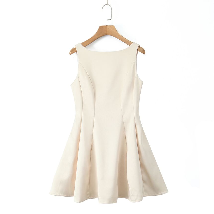 Sleeveless Plain Open Back Mini A-Line Cocktail Dress