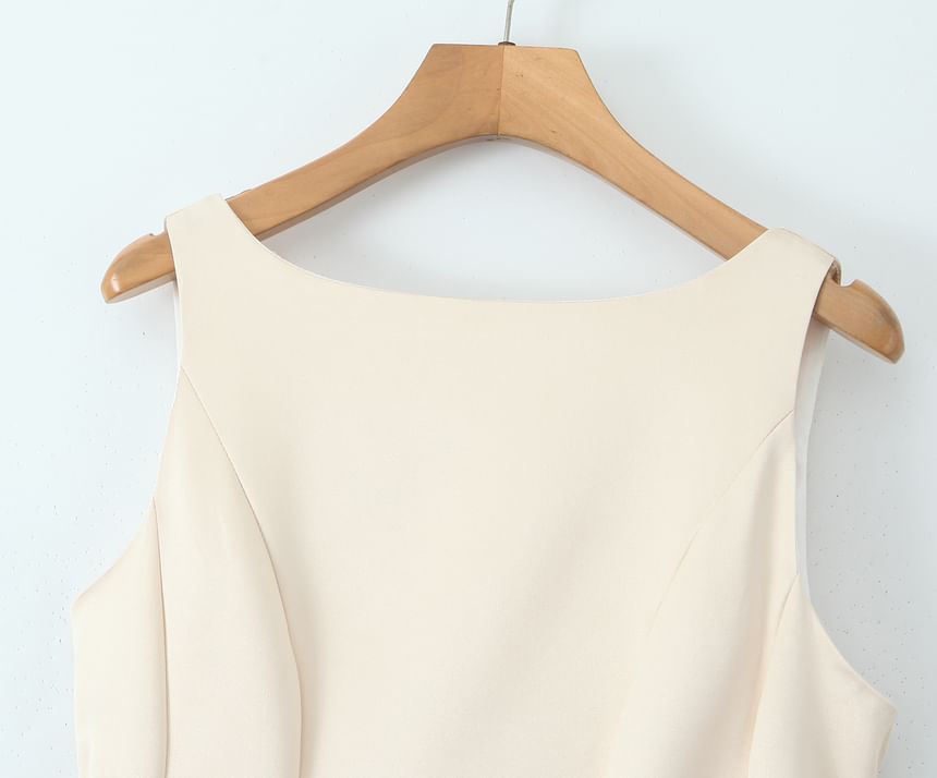 Sleeveless Plain Open Back Mini A-Line Cocktail Dress